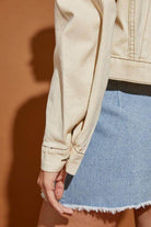 Mustard Seed casual hooded jean jacket with stylish details for a relaxed look