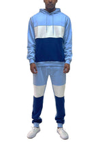 VacationGrabs Men's 2PC Track Set in Blue, featuring a casual mens hoodie outfit with sweatpants