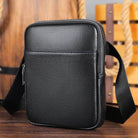 Casual Mens Small Shoulder Bag Genuine Leather in Black - VacationGrabs