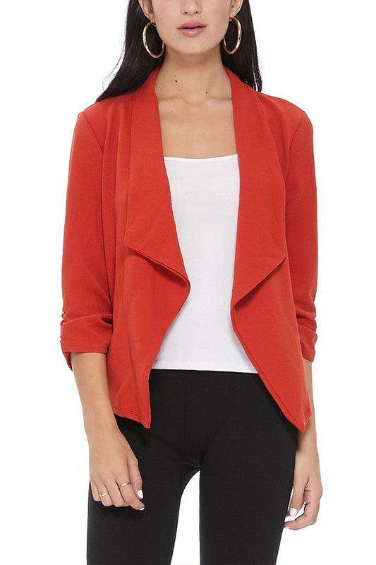 Casual Open Front Waist Length Blazer Womens - VacationGrabs
