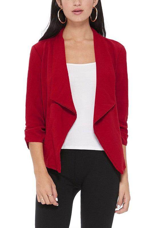 Casual Open Front Waist Length Blazer Womens - VacationGrabs