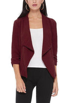Casual Open Front Waist Length Blazer Womens - VacationGrabs