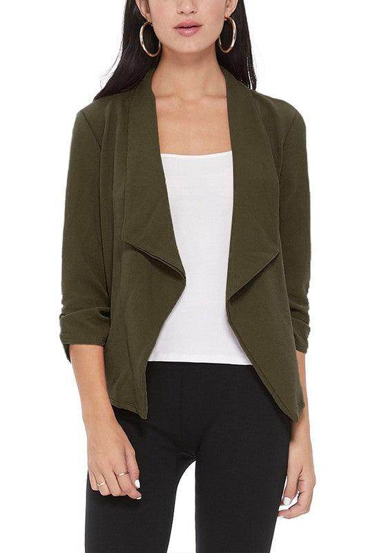 Casual Open Front Waist Length Blazer Womens - VacationGrabs