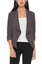 Casual Open Front Waist Length Blazer Womens - VacationGrabs