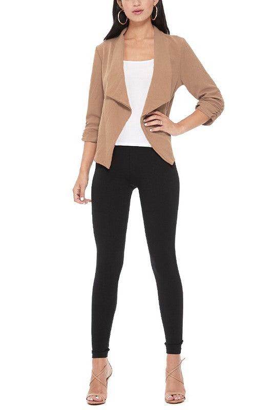 Casual Open Front Waist Length Blazer Womens - VacationGrabs