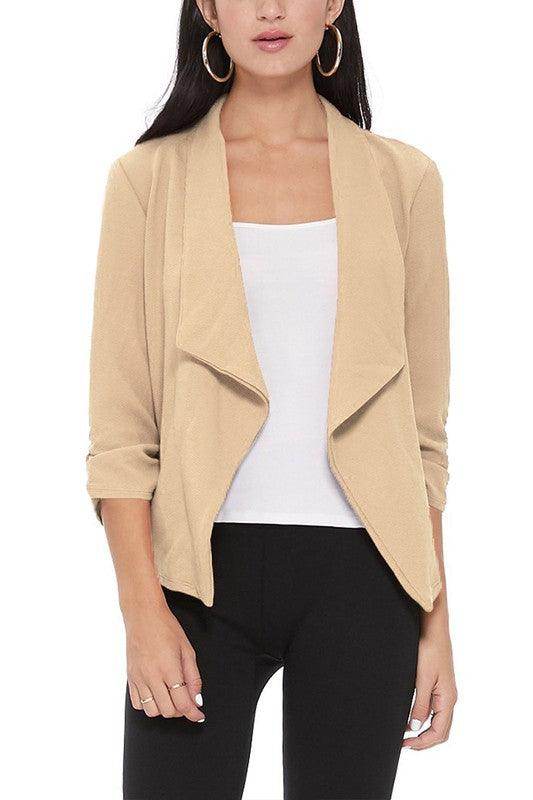 Casual Open Front Waist Length Blazer Womens - VacationGrabs
