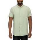 WEIV casual pastel shirts for men in light green with short sleeves and a front pocket
