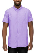 WEIV Casual Pastel Shirts for Men in Light Purple with Short Sleeves and Button Front