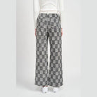Back view of Emory Park casual plaid trousers with a wide-leg fit and checkered pattern