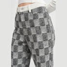 Emory Park women's casual plaid trousers in grey and white check pattern with side pockets