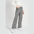 Emory Park women's casual plaid trousers in gray and black with a loose fit and side pockets