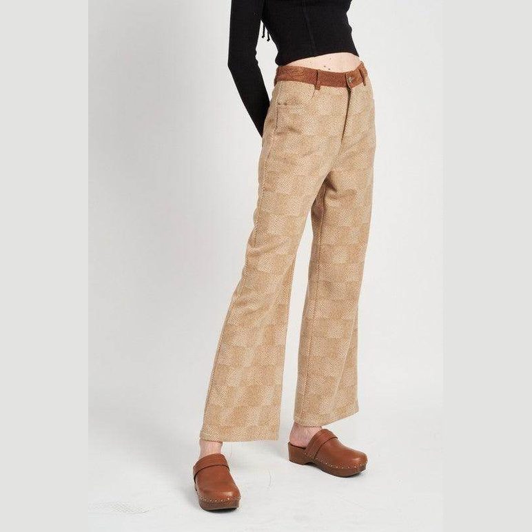 Emory Park casual plaid trousers in beige featuring a relaxed fit and stylish design