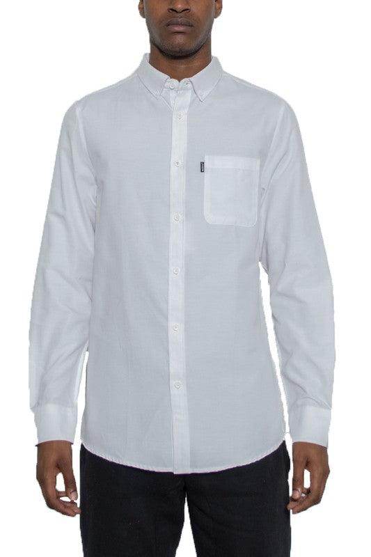 WEIV Men's Long Sleeve White Shirt, Perfect as casual shirts for vacation with a classic fit
