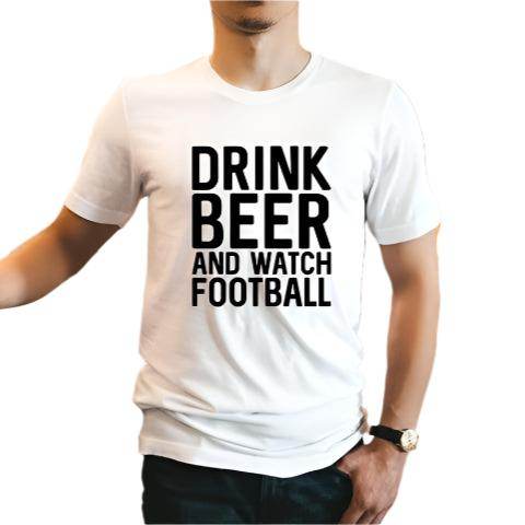 Ocean and 7th Men's Casual Sports Fan Shirt with Drink Beer and Watch Football Design
