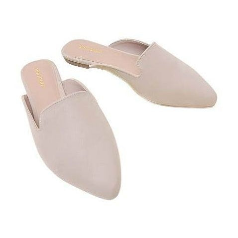 Let's See Style Casual Summer Shoes Women in Soft Beige Color with Open Back Design