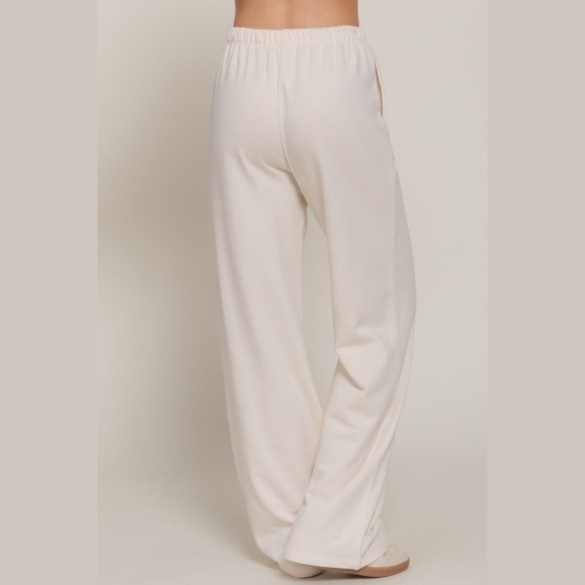 VacationGrabs women's white casual vacation lounge pants with elastic waistband and relaxed fit