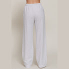 Women's light gray casual vacation lounge pants with elastic waistband from VacationGrabs