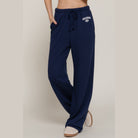 VacationGrabs women's casual vacation lounge pants in navy blue with drawstring waist and California print