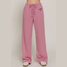 VacationGrabs women's casual vacation lounge pants in dusty pink with drawstring waist