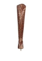 Catalina Snake Print Stiletto Knee Boots - VacationGrabs