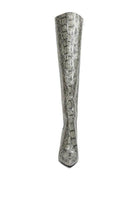 Catalina Snake Print Stiletto Knee Boots - VacationGrabs
