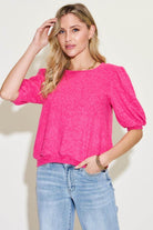 Zenana Round Neck Lantern Half Sleeve Sweater - VacationGrabs