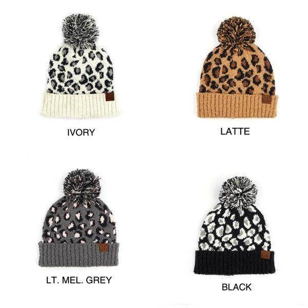 CC Leopard Pom Beanie - VacationGrabs