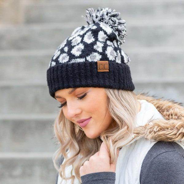 CC Leopard Pom Beanie - VacationGrabs