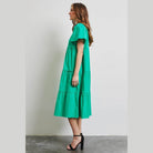 HEYSON Full Size Cotton Poplin Ruffled Tiered Midi Dress - VacationGrabs