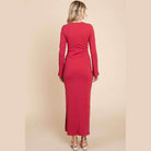 Culture Code Full Size Round Neck Bodycon Bell Maxi Dress - VacationGrabs