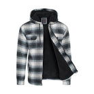 Men's Flannel Sherpa Lined Jacket with Hood - VacationGrabs