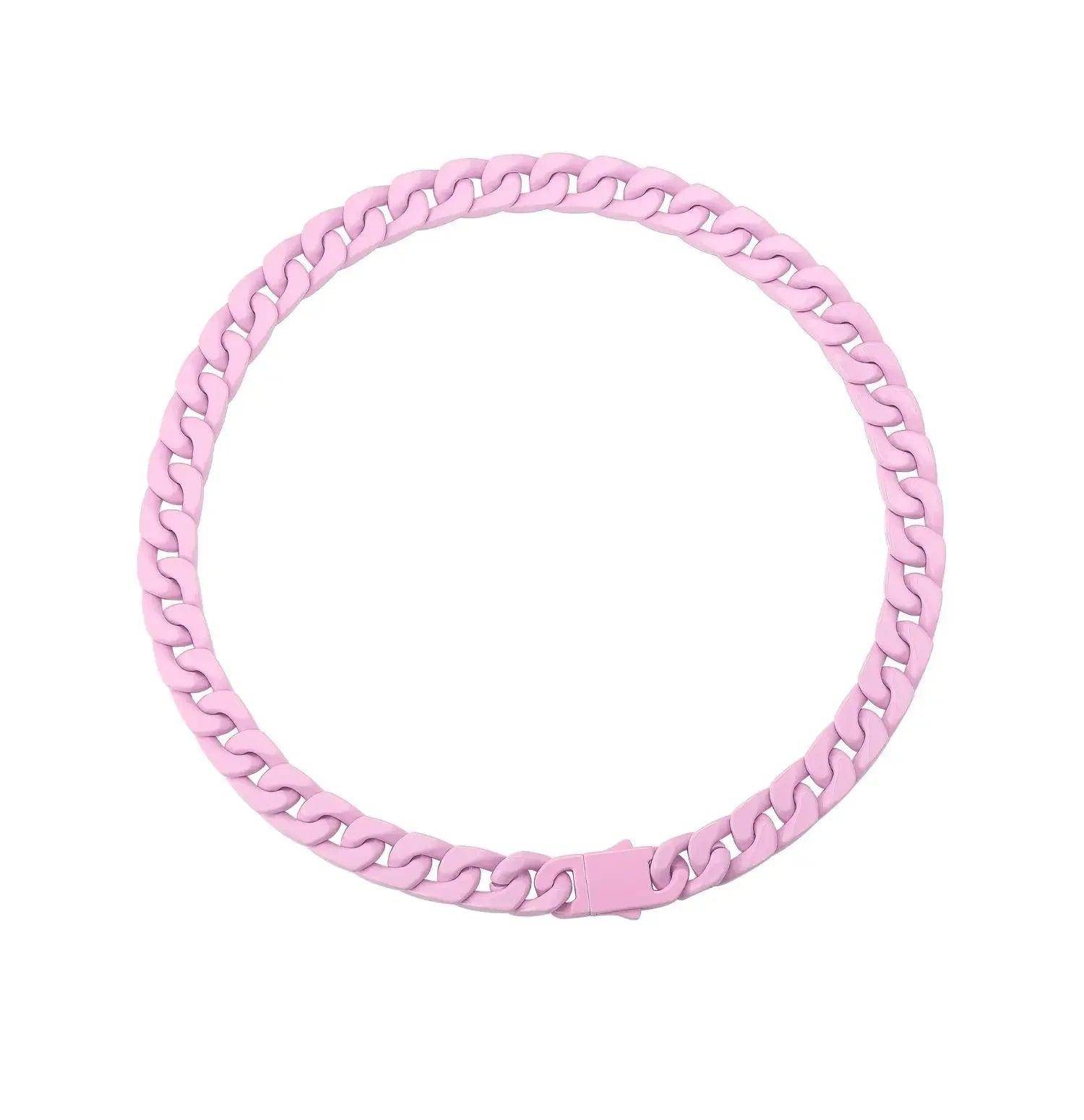 Pink chain choker necklaces designed for men, featuring a bold and stylish look.