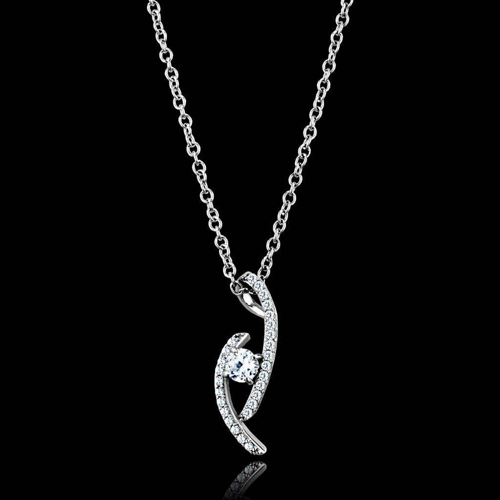 Elegant chain necklace pendant for women featuring a sparkling gemstone and polished silver design