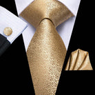 Champagne Gold Striped Paisley Solid Mens Silk Wedding Tie - VacationGrabs