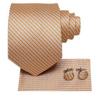 Champagne Gold Striped Paisley Solid Mens Silk Wedding Tie - VacationGrabs
