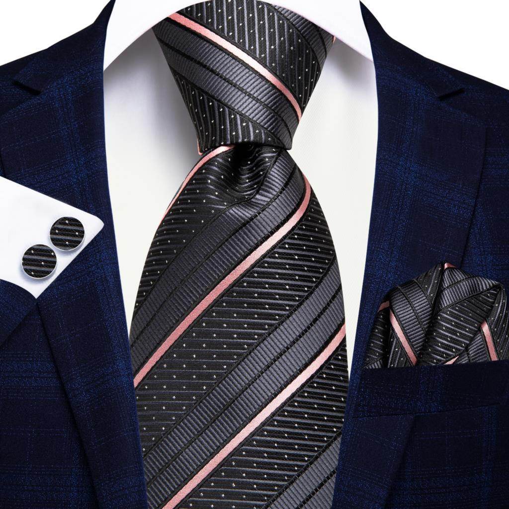Champagne Gold Striped Paisley Solid Mens Silk Wedding Tie - VacationGrabs