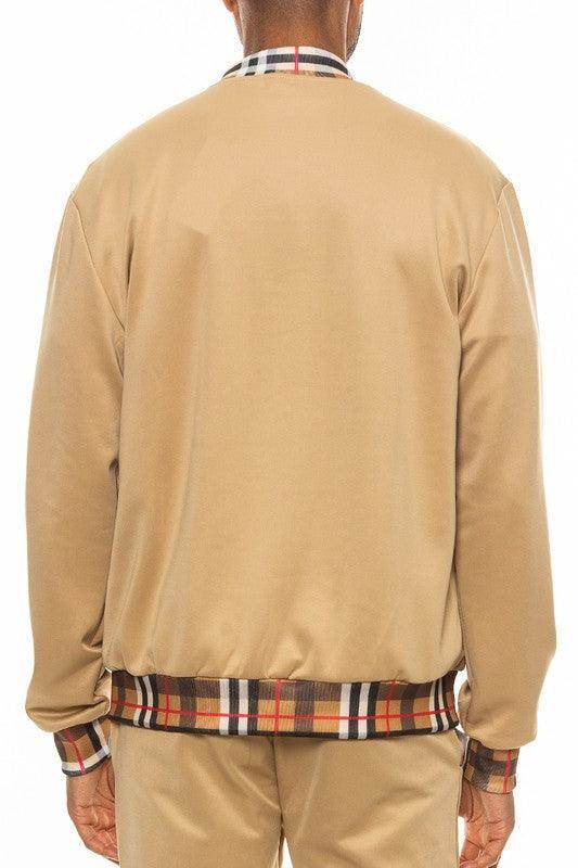 Checkered Plaid Full Zip Track Jacket - VacationGrabs