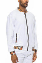 Men's Jackets Checkered Plaid Full Zip Track Jacket