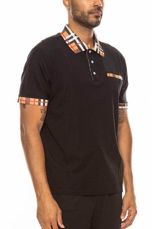 Checkered Plaid Short Sleeve Polo Shirt - VacationGrabs