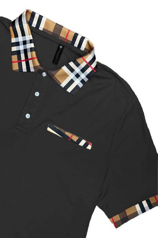 Checkered Plaid Short Sleeve Polo Shirt - VacationGrabs