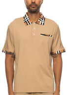 Checkered Plaid Short Sleeve Polo Shirt - VacationGrabs