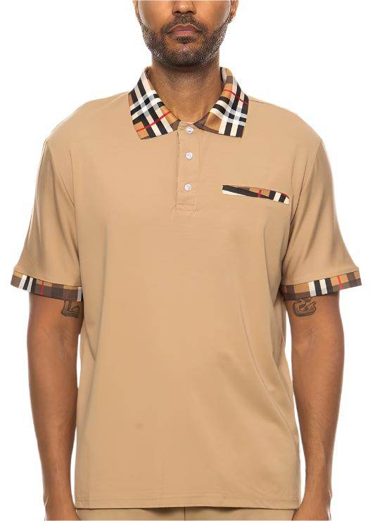 Checkered Plaid Short Sleeve Polo Shirt - VacationGrabs