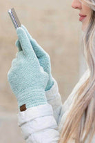 Aili's Corner chenille touch gloves in light blue, perfect for texting in cold weather
