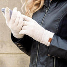 Aili's Corner chenille touch gloves in cream color, perfect for using your phone in cold weather