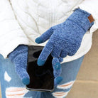 Aili's Corner chenille touch gloves in blue, perfect for smartphone use in cold weather
