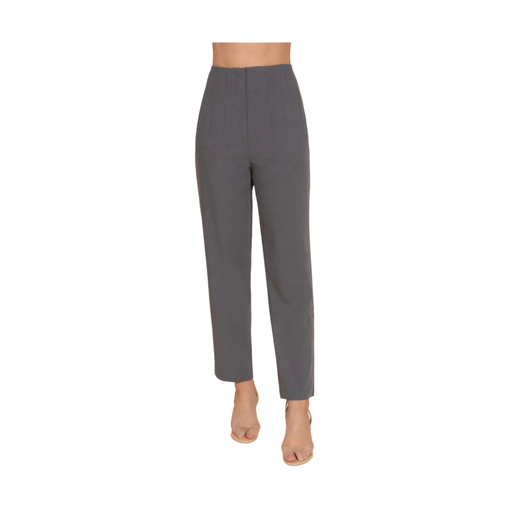 VacationGrabs chic high waisted dress pants for women in gray with a tailored slim fit