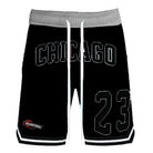 WEIV men's 23 Chicago basketball shorts in black with gray waistband and white drawstring