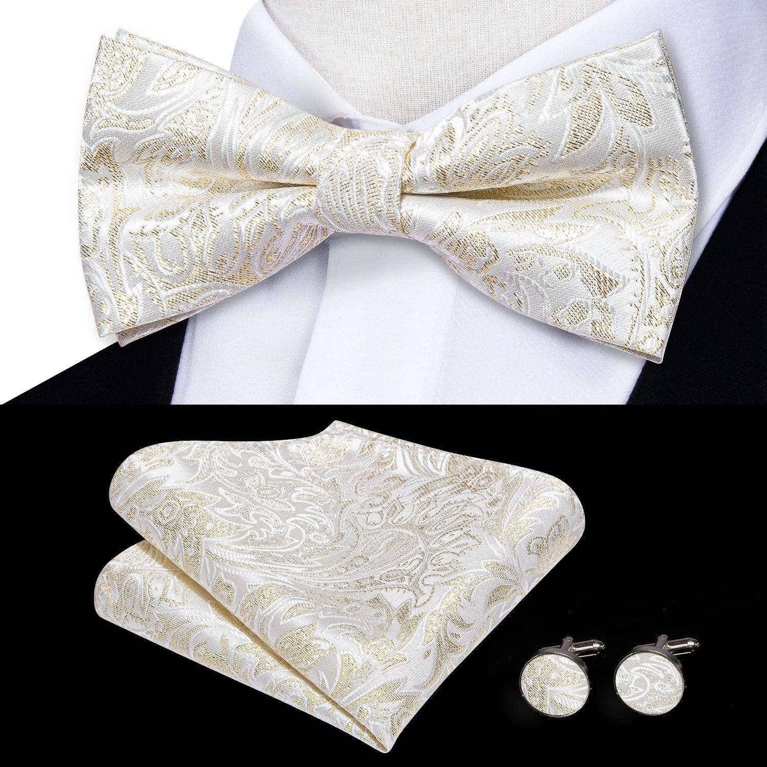 Men's Accessories - Ties Classic Bow Ties For Men Silk Butterfly Pre-Tied Bowtie Pocket Square Cufflink Sets