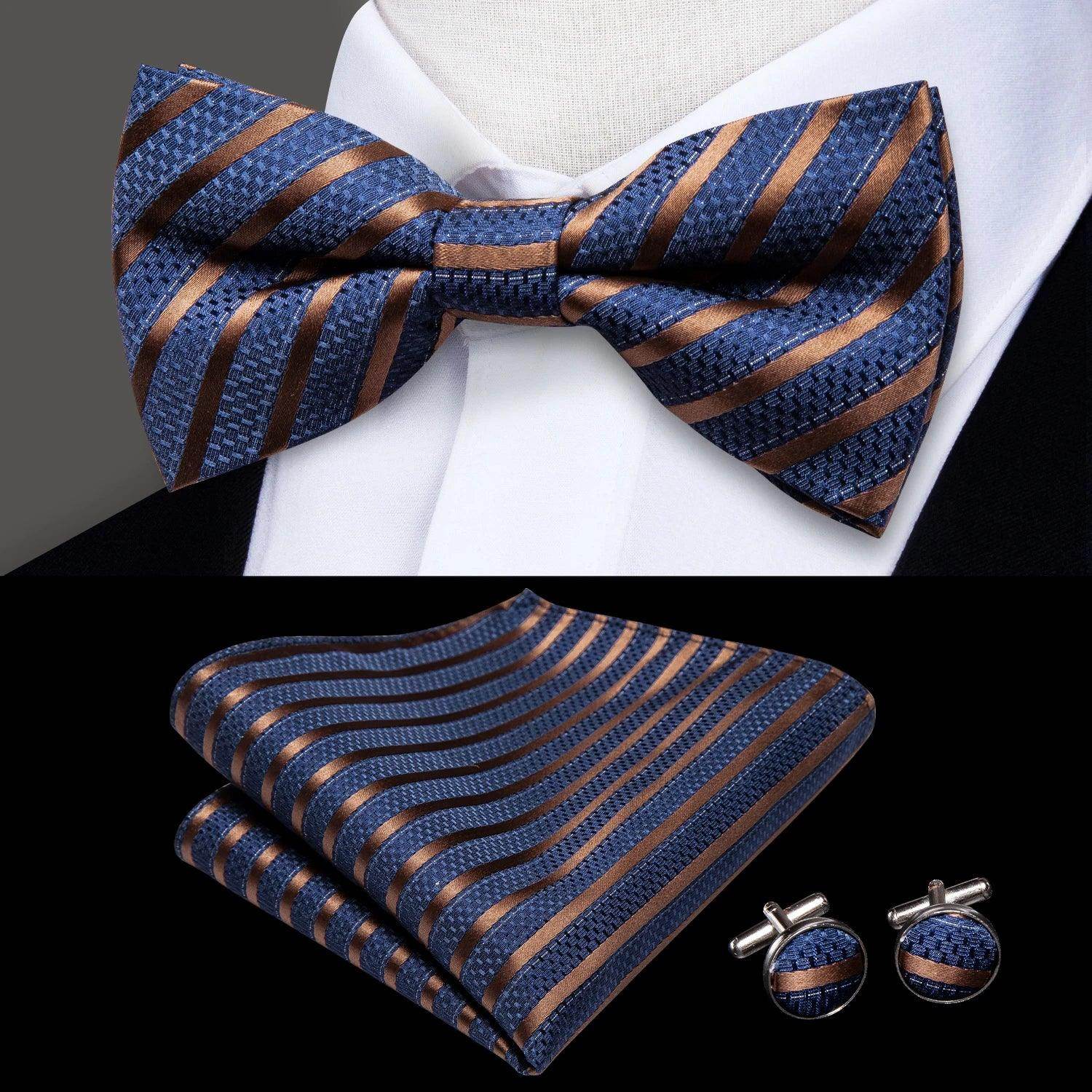 Men's Accessories - Ties Classic Bow Ties For Men Silk Butterfly Pre-Tied Bowtie Pocket Square Cufflink Sets