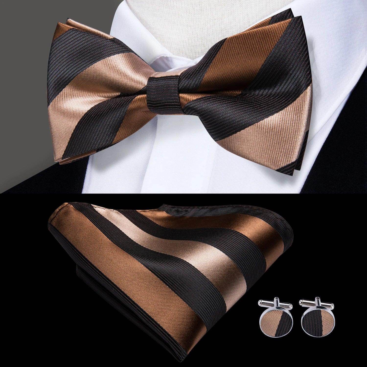 Men's Accessories - Ties Classic Bow Ties For Men Silk Butterfly Pre-Tied Bowtie Pocket Square Cufflink Sets